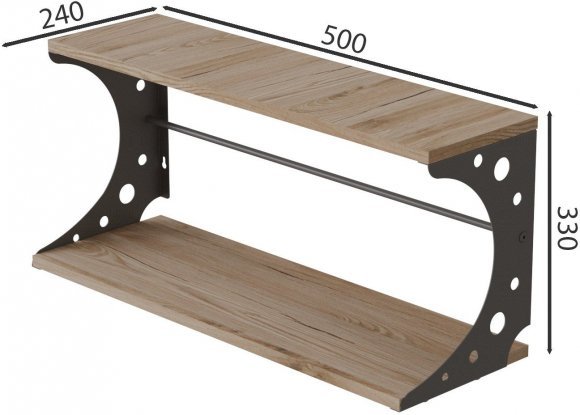 Настінна полиця Ferrum-decor Букін 330x500x240 метал Сірий ДСП Дуб Сан-Марино 16 мм (FRD-102857)