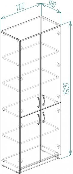 Шафа Анжело Ferrum-decor на 5 полиць із 4 дверима 1900x700x380 ДСП Бетон 16 мм (FRD-105042)
