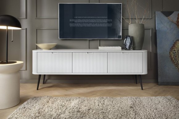 Тумба під телевізор Perfect Home Зова / Zova 3-дверна з чорними ніжками RTV168 Білий (PFH-091272)