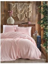 Покривало з наволочками піке жакард Leonar pudra пудра 220х240 см svt-2000022240505