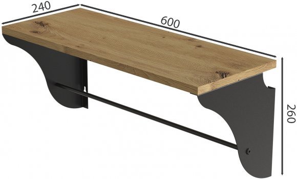 Настінна полиця Ferrum-decor Комфі 260x600x240 метал Чорний ДСП Дуб Артизан 16 мм (FRD-102742) Настінна полиця Ferrum-decor Комфі 260x600x240 метал Чорний ДСП Дуб Артизан 16 мм (FRD-102742)