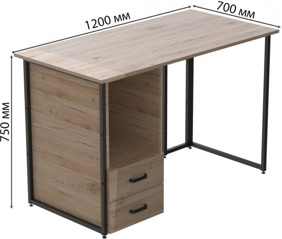 Комп'ютерний стіл Ferrum-decor Отто 76x120x70 чорний ДСП Дуб Сан-Марино 32мм (FRD-103599)