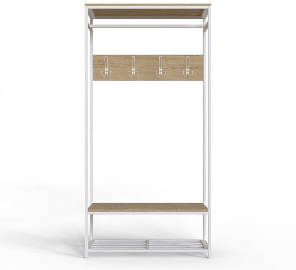 Вішалка модульна підлогова Ferrum-decor Треліс 15 180x90x38 білий ДСП Дуб Сонома 16мм (FRD-104370)