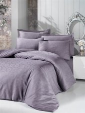 Постільний комплект 200х220 см Deluxe Jacquard Sateen Valeria сірий