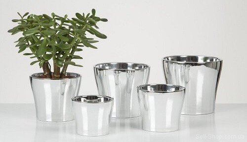 Кашпо для квітів Mirror Silver кераміка 17 дзеркальний 58691 Кашпо для квітів Mirror Silver кераміка 17 дзеркальний 58691