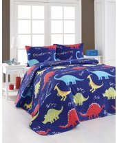 Покривало стьобане з наволочками Dinozorus mavi синій 200х220 см svt-2000022240529