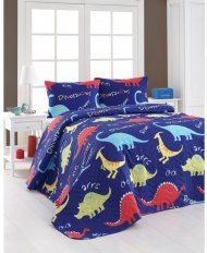 Покривало стьобане з наволочками Dinozorus mavi синій 200х220 см svt-2000022240529