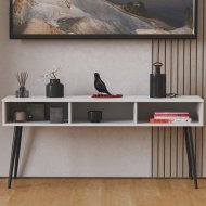 Тумба під телевізор Кентук Ferrum-decor 45x139x38 Чорний метал ДСП Білий 16 мм (FRD-106733)