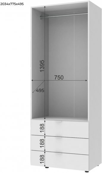 Шафа розпашна для одягу Doros Гелар 77,5х49,5х203,4 см Білий (DRS-011103) Шафа розпашна для одягу Doros Гелар 77,5х49,5х203,4 см Білий (DRS-011103)