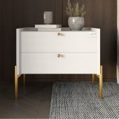 Тумба приліжкова LION Wood з двома шухлядами Німфея Альба (білий) (золоті ножки) (LION-041357) ТОП Тумба приліжкова LION Wood з двома шухлядами Німфея Альба (білий) (золоті ножки) (LION-041357) ТОП