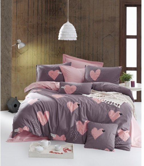 Постільна білизна Home Perfect Ranforce Hearts сімейний 145х210 см