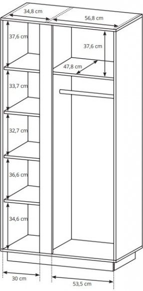 Шафа для одягу Perfect Home Арко / Arco 2-дверна 2D/96 Білий глянець/дуб грандсон (PFH-091038)