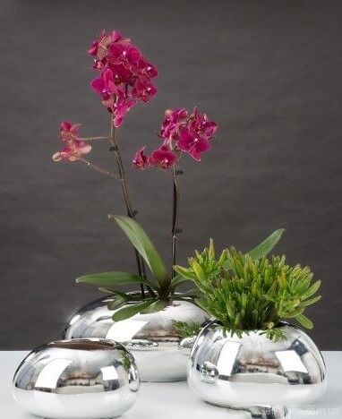 Кашпо для квітів Mirror Silver кераміка 22 дзеркальний 58175 Кашпо для квітів Mirror Silver кераміка 22 дзеркальний 58175