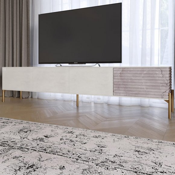 Тумба під телевізор на золотих металевих ніжках LION Грей Бетон Style/Камінь (LION-042562) Тумба під телевізор на золотих металевих ніжках LION Грей Бетон Style/Камінь (LION-042562)