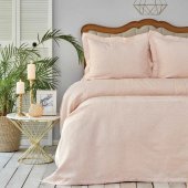 Покривало з наволочками Liya pudra пудровий 250х240 см євро svt-2000022286015