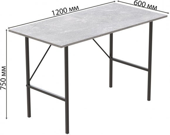Стіл письмовий LINE Тайм Ferrum-decor 750x1200x600 Чорний метал ДСП Бетон 16 мм (FRD-104891) Стіл письмовий LINE Тайм Ferrum-decor 750x1200x600 Чорний метал ДСП Бетон 16 мм (FRD-104891)