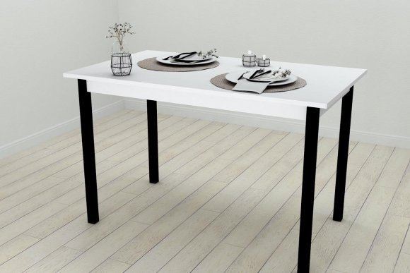 Стіл кухонний Ferrum-decor Маріо 75x120x70 Чорний ДСП Біле 16мм (FRD-106195) Стіл кухонний Ferrum-decor Маріо 75x120x70 Чорний ДСП Біле 16мм (FRD-106195)