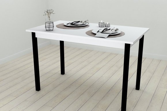 Стіл кухонний Ferrum-decor Маріо 75x120x70 Чорний ДСП Біле 16мм (FRD-106195) Стіл кухонний Ferrum-decor Маріо 75x120x70 Чорний ДСП Біле 16мм (FRD-106195)
