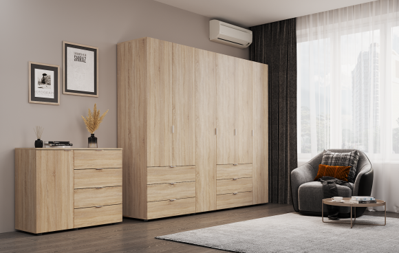 Комплект шаф для одягу Doros Гелар (2 шт.) 232,5х49,5х203,4 см Дуб сонома (DRS-011105) Комплект шаф для одягу Doros Гелар (2 шт.) 232,5х49,5х203,4 см Дуб сонома (DRS-011105)