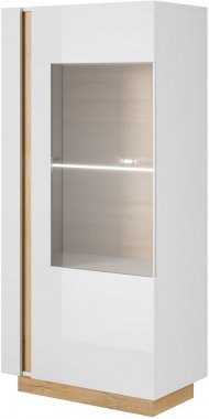 Вітрина низька Perfect Home Арко / Arco 1-дверна 1D1W/72 Білий глянець/дуб грандсон (PFH-091030)