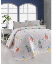 Покривало стьобане з наволочками JokeAnanas krem крем 200х220 см svt-2000022240550