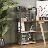 Етажерка 4/60 Ferrum-decor Серії Конект 120x60x28 чорний ДСП Дуб Сонома 16мм (FRD-104239)