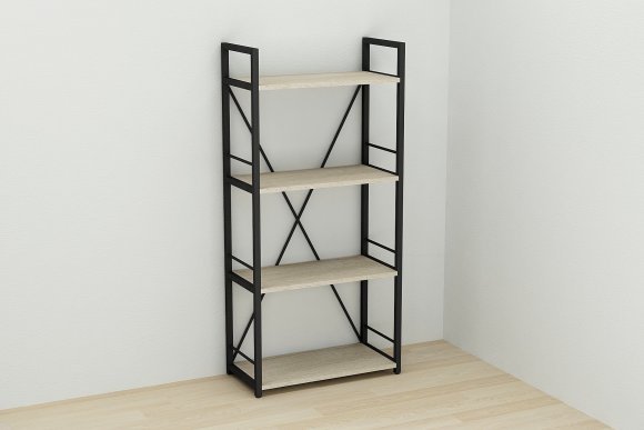 Етажерка 4/60 Ferrum-decor Серії Конект 120x60x28 чорний ДСП Дуб Сонома 16мм (FRD-104239)