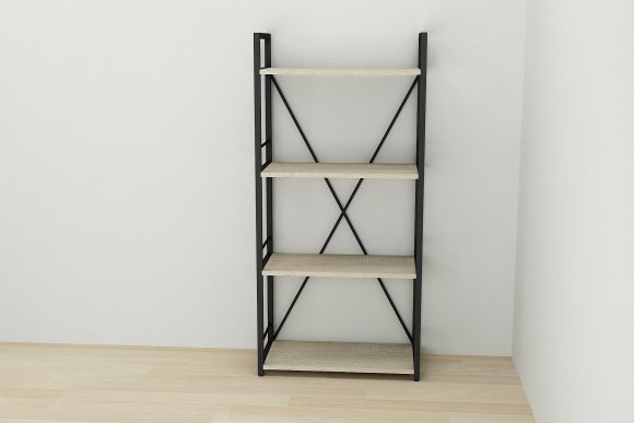 Етажерка 4/60 Ferrum-decor Серії Конект 120x60x28 чорний ДСП Дуб Сонома 16мм (FRD-104239)