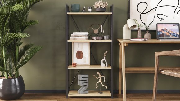 Етажерка 4/60 Ferrum-decor Серії Конект 120x60x28 чорний ДСП Дуб Сонома 16мм (FRD-104239)