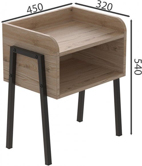 Тумба модульна Ferrum-decor Джузі 540x450x320 метал Чорний ДСП Дуб Сан-Марино 16 мм (FRD-102969)