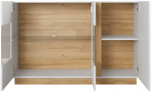 Комод з вітриною Perfect Home Арко / Arco 3-дверний 3D2W/138 Білий глянець/дуб грандсон (PFH-091034) Комод з вітриною Perfect Home Арко / Arco 3-дверний 3D2W/138 Білий глянець/дуб грандсон (PFH-091034)