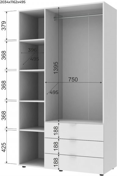 Шафа розпашна для одягу Doros Гелар 116,2х49,5х203,4 см Графіт (DRS-011108) Шафа розпашна для одягу Doros Гелар 116,2х49,5х203,4 см Графіт (DRS-011108)