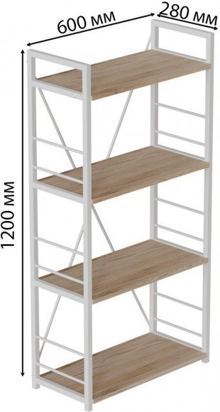 Етажерка 4/60 Ferrum-decor Серії Конект 120x60x28 білий ДСП Дуб Сан-Марино 16мм (FRD-104243) Етажерка 4/60 Ferrum-decor Серії Конект 120x60x28 білий ДСП Дуб Сан-Марино 16мм (FRD-104243)