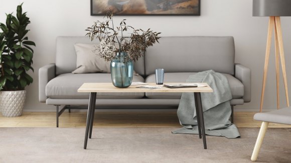 Стіл журнальний Монтана Ferrum-decor 45x100x50 Чорний метал ДСП Дуб Сан-Марино 16 мм (FRD-106716)