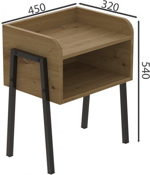 Тумба модульна Ferrum-decor Джузі 540x450x320 метал Чорний ДСП Дуб Дуб Артизан 16 мм (FRD-102973)