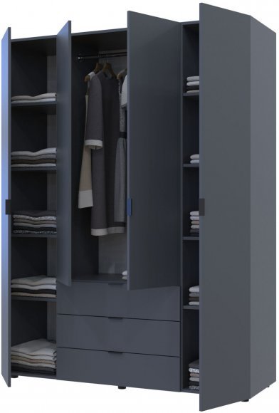 Шафа розпашна для одягу Doros Гелар 155х49,5х203,4 см Графіт (DRS-011109) Шафа розпашна для одягу Doros Гелар 155х49,5х203,4 см Графіт (DRS-011109)