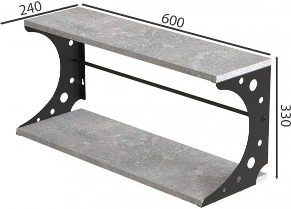 Настінна полиця Ferrum-decor Букін 330x600x240 метал Чорний ДСП Бетон 16 мм (FRD-102869) Настінна полиця Ferrum-decor Букін 330x600x240 метал Чорний ДСП Бетон 16 мм (FRD-102869)
