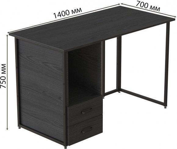 Комп'ютерний стіл Ferrum-decor Отто 76x140x70 чорний ДСП Сосна Кембра 32мм (FRD-103610)