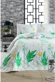 Покривало простьобане з наволочкою Enlora Home Arta yesil зелений 180х225 см svt-2000022283472