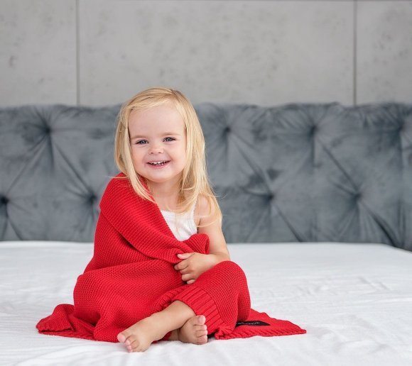 Бамбуковий плетений плед Classic 120х100 см Red lullalove-5169 Бамбуковий плетений плед Classic 120х100 см Red lullalove-5169