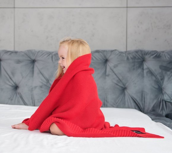 Бамбуковий плетений плед Classic 120х100 см Red lullalove-5169 Бамбуковий плетений плед Classic 120х100 см Red lullalove-5169