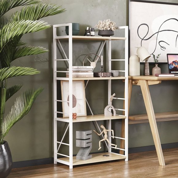 Етажерка 4/60 Ferrum-decor Серії Конект 120x60x28 білий ДСП Дуб Сонома 16мм (FRD-104245)