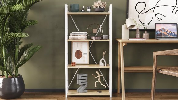 Етажерка 4/60 Ferrum-decor Серії Конект 120x60x28 білий ДСП Дуб Сонома 16мм (FRD-104245)