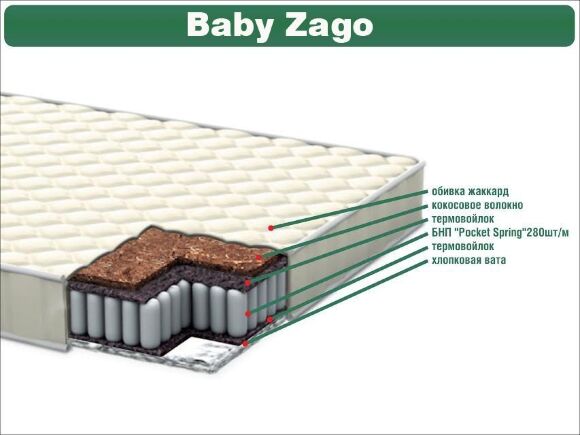 Матрас Baby zago 75x160x12 см