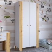 Шафа розпашна дводверна в дитячу кімнату 900х450х1900 LION Інді Німфея Альба (білий)/Дуб Артизан (LION-041587)