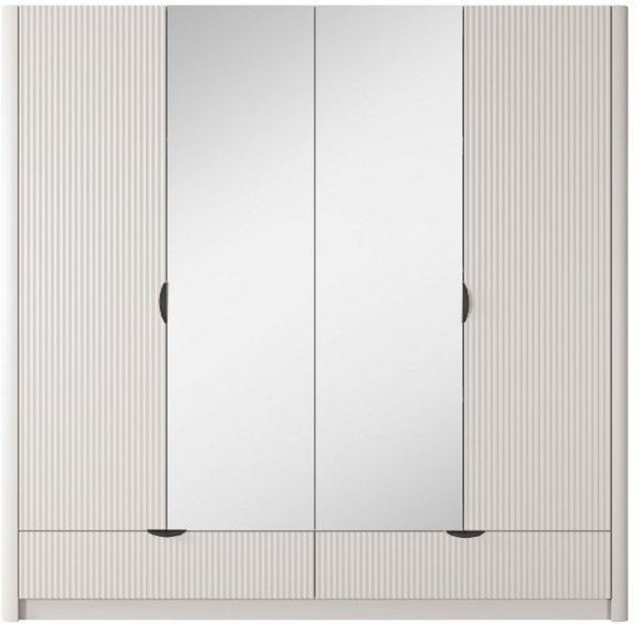 Шафа для одягу Perfect Home Ланте / Lante 4-дверна з дзеркалом і чорними ручками 4D2S/213 Беж (PFH-091187) Шафа для одягу Perfect Home Ланте / Lante 4-дверна з дзеркалом і чорними ручками 4D2S/213 Беж (PFH-091187)