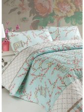 Покривало стьобане з наволочкою Birdcage turkuaz бірюзовий 160х220 см 2000008487177