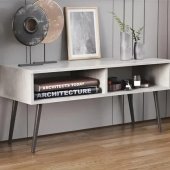 Тумба під ТВ Невада Ferrum-decor 45x100x38 Чорний метал ДСП Бетон 16 мм (FRD-106719)