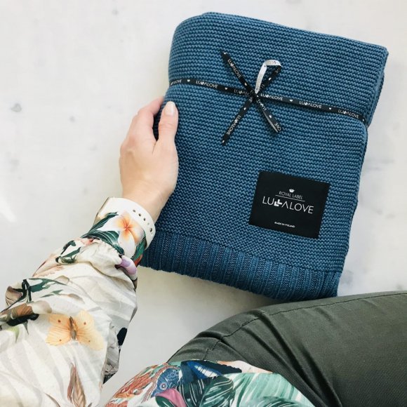 Бамбуковий плетений плед Classic 120х100 см Petrol lullalove-5602 Бамбуковий плетений плед Classic 120х100 см Petrol lullalove-5602