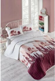 Покривало стьобане з наволочкою Doga 160х220 см бордо Покривало стьобане з наволочкою Doga 160х220 см бордо
